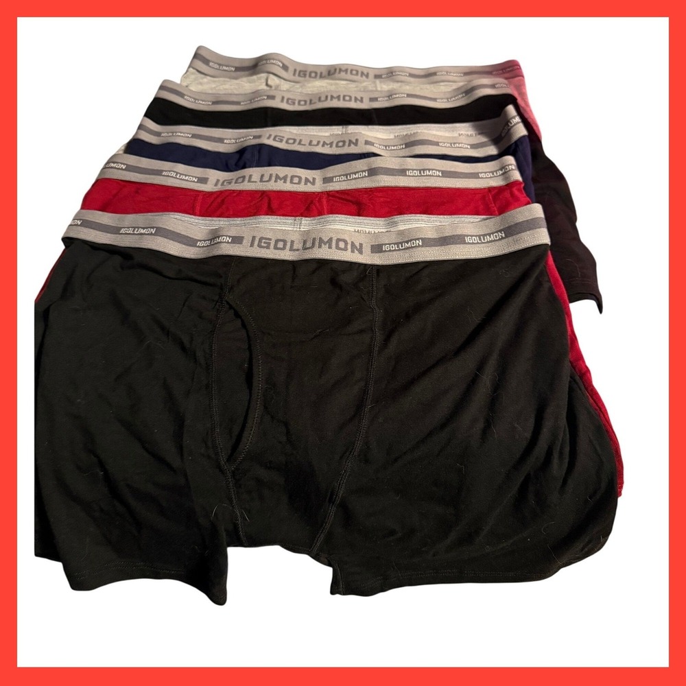 NWOT IGOLUMON Mens Boxer Briefs 5 Pack XL Bamboo Rayon Spandex Stretch Underwear